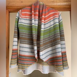 WOODEN SHIPS S/M Open cardigan draped wrap collar striped SWEATER.GUC& So Soft❣️